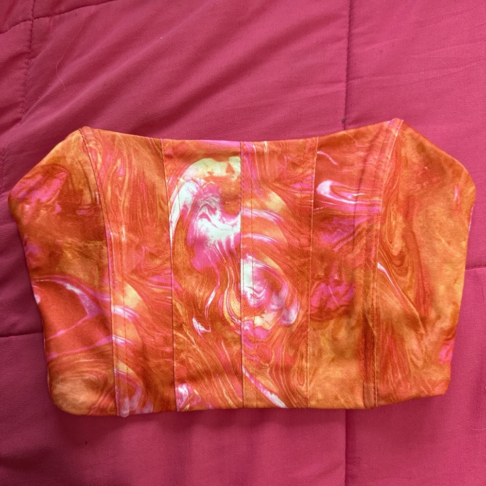 Vivid Swirl Strapless Top